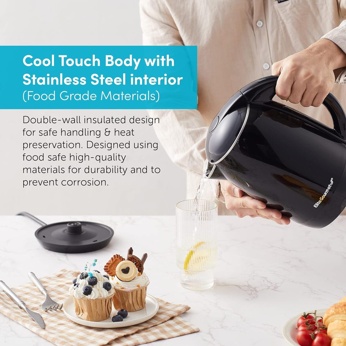 Elite Gourmet 1.8 Liter Cordless Cool Touch Water Kettle