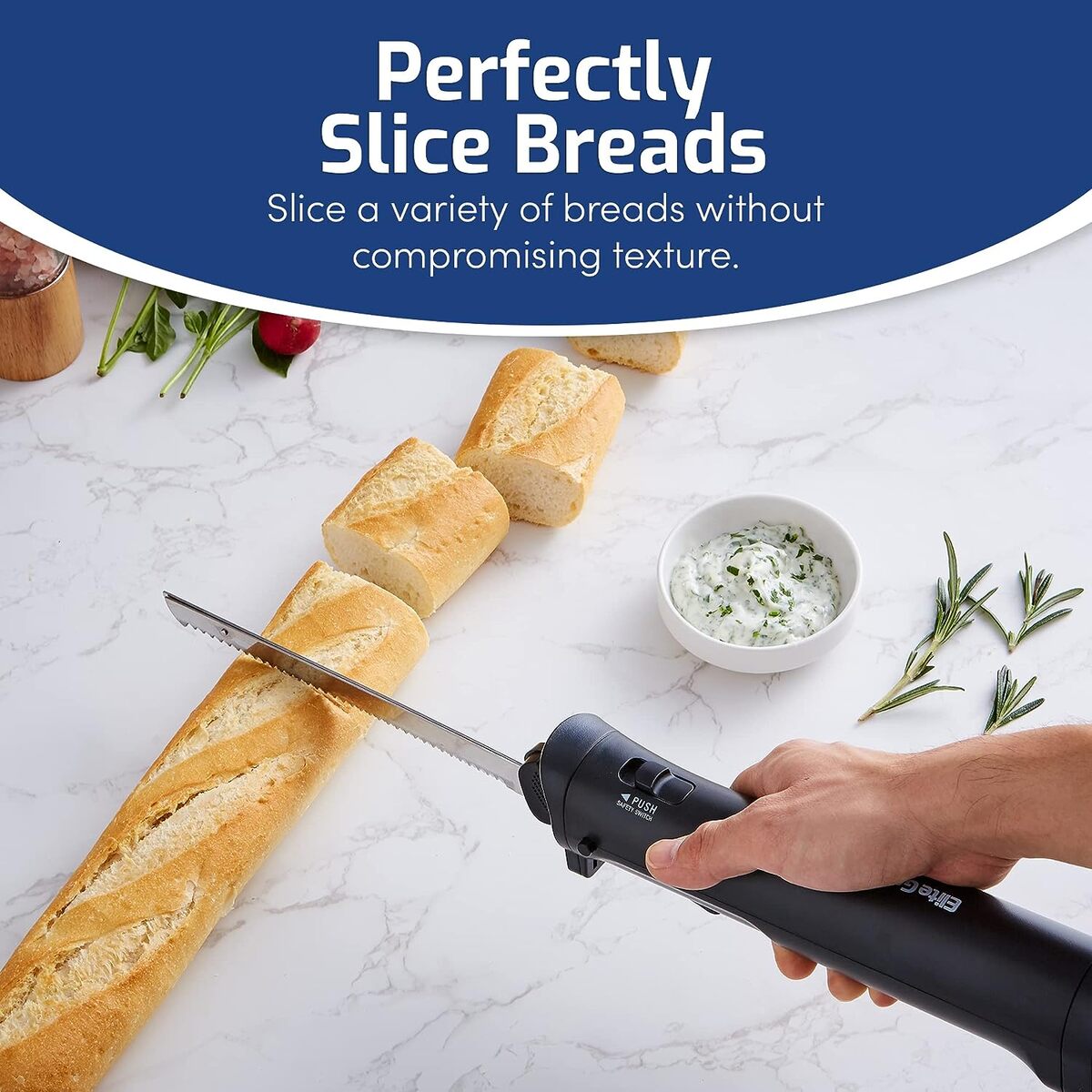 Elite Gourmet Cordless Electric Knife with 2 Sets of Blades