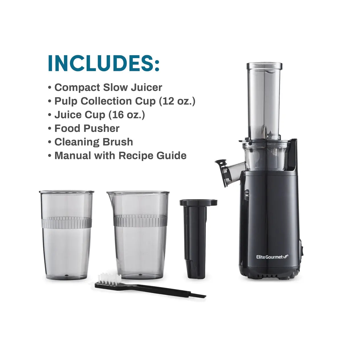 Elite Gourmet 16Oz Compact Masticating Slow Juicer