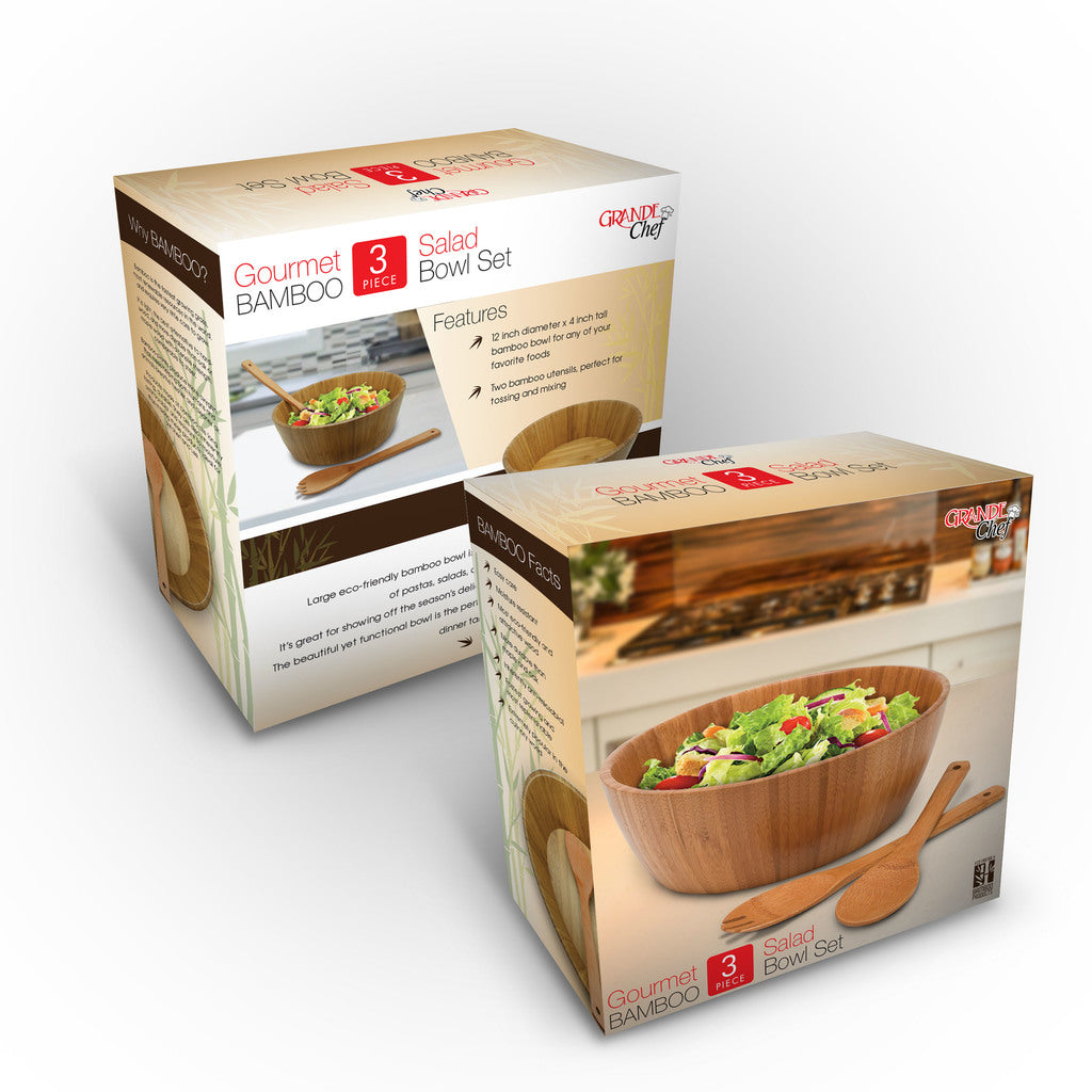 Gourmet Bamboo Salad Bowl Set