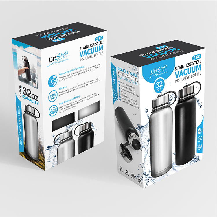 LifeStyle Products 2 Pack 32 oz Stainless Steel Vacuum Bottle