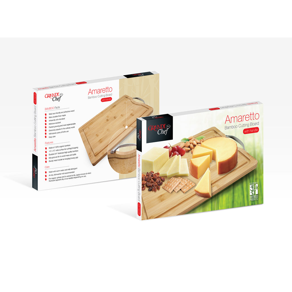 Grande Chef Amaretto Bamboo Cheese Board with Handle