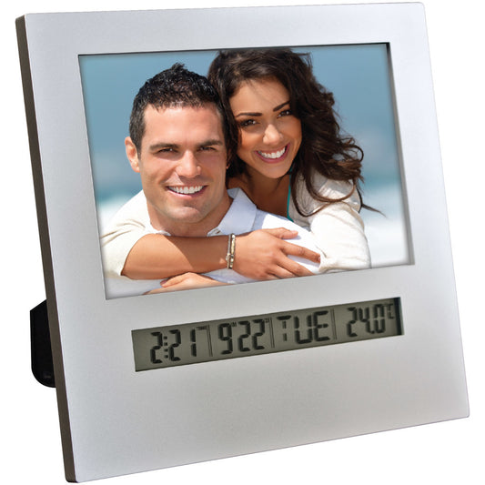 LifeStyle Products Photo Frame with Digital Clock 4 X 6