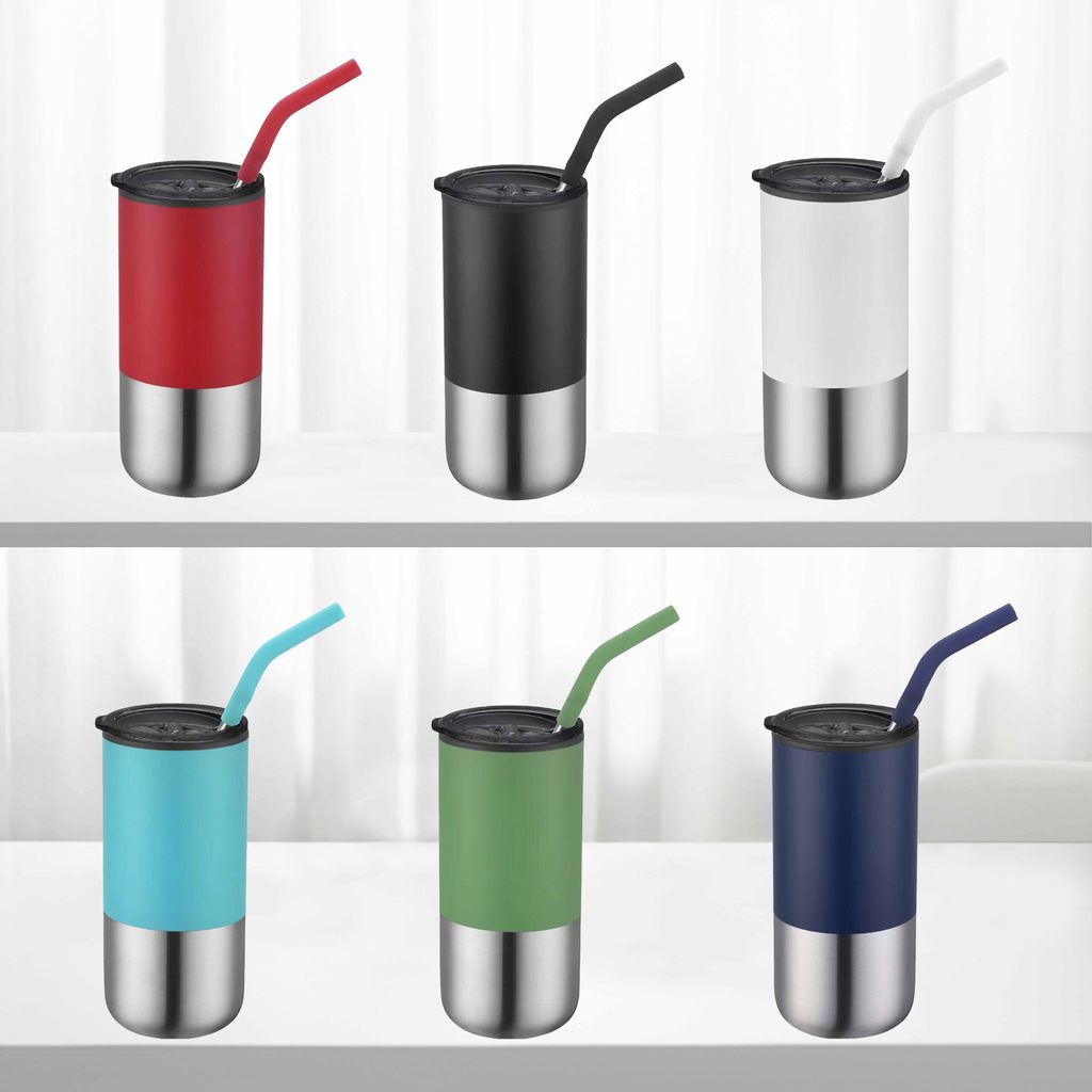 Brazos 16 oz Double Wall Tumbler with Stainless Steel Straw