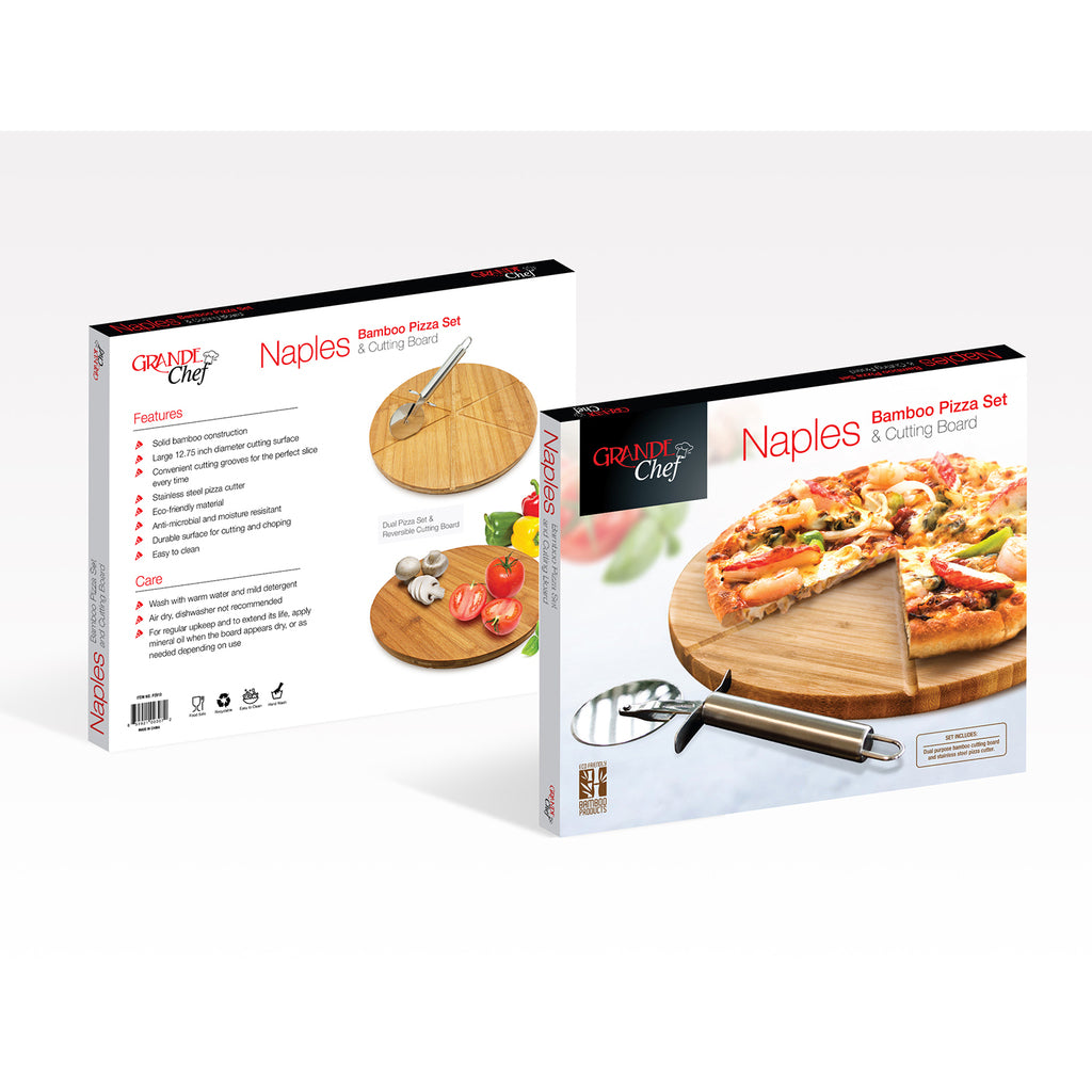 Grande Chef Gourmet Bamboo Pizza Set / Cutting Board