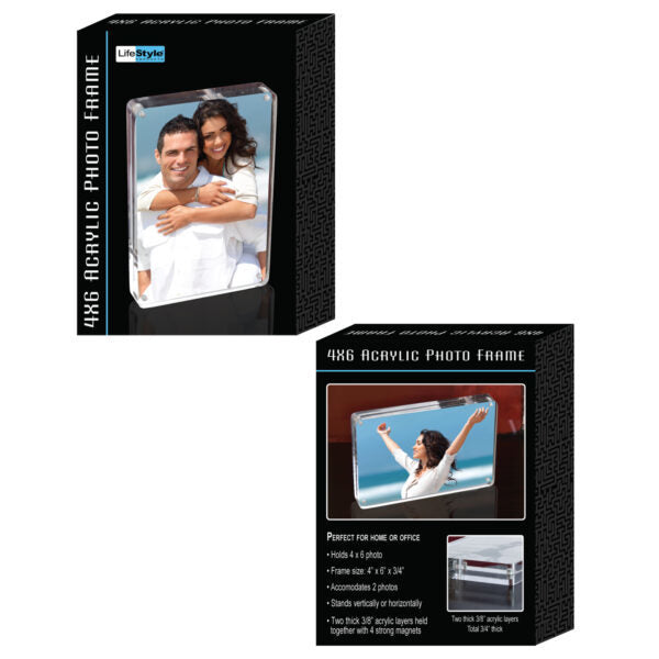 LifeStyle Products 4X6 Two Sided Acrylic Photo Frame