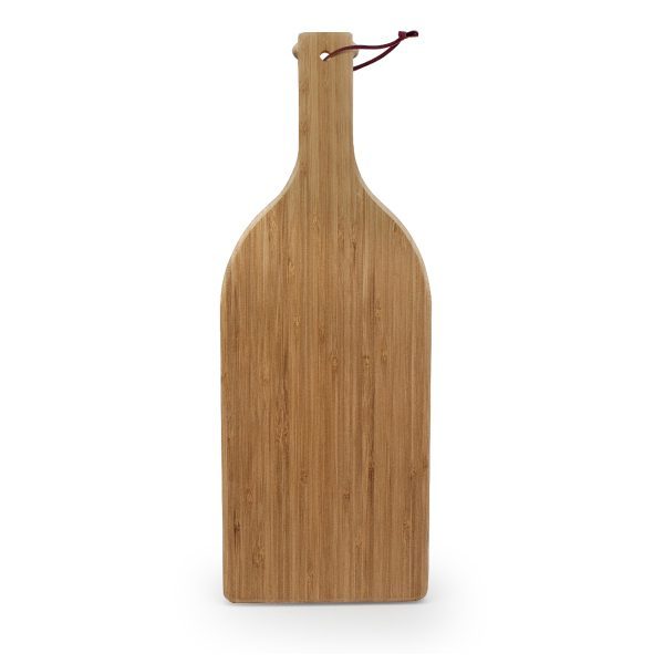 Grande Chef Wine Bottle Shaped Bamboo Serving and Cutting Board