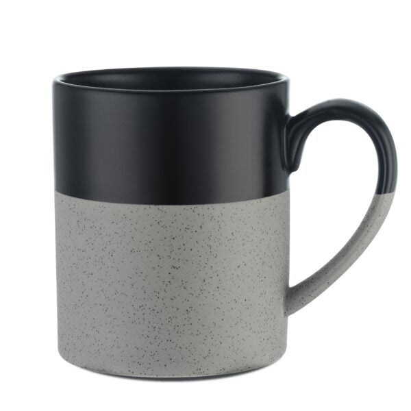 Palmer 15 oz Two Tone Ceramic Mug with a Speckled Bottom and Black Glazed Top