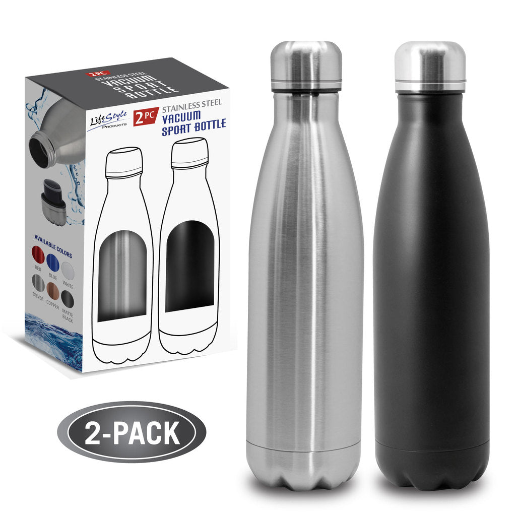LifeStyle Products 2 Pack Quench Stainless Steel Cola Bottle