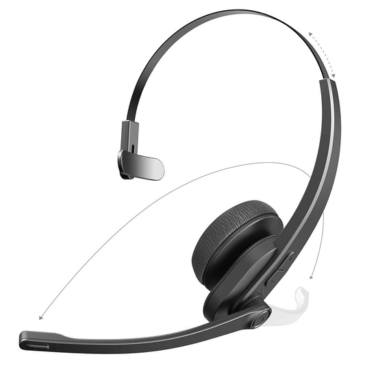 Car and Driver Noise-Cancelling Wireless Headset with Reversible Microphone Arm
