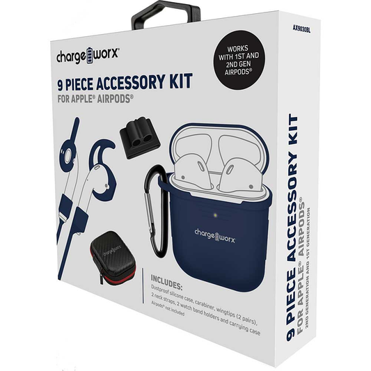 Chargeworx 9 Piece Accessory Kit Apple® Airpods®, Blue
