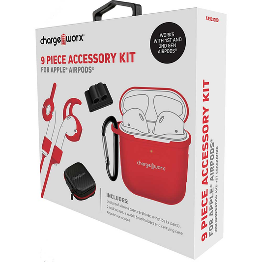 Chargeworx 9 Piece Accessory Kit Apple® Airpods®, Red