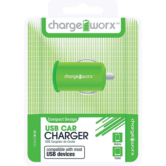 Chargeworx USB Car Charger, Green