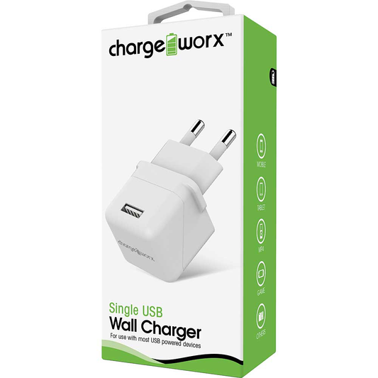 Chargeworx USB Wall Charger, White