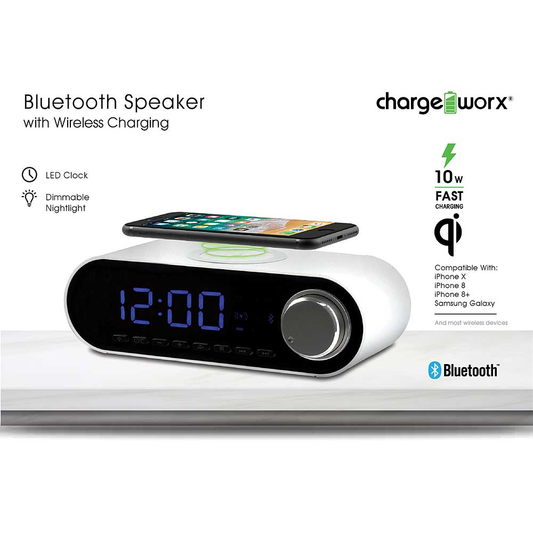 Chargeworx Speaker System with Wireless Charging, White