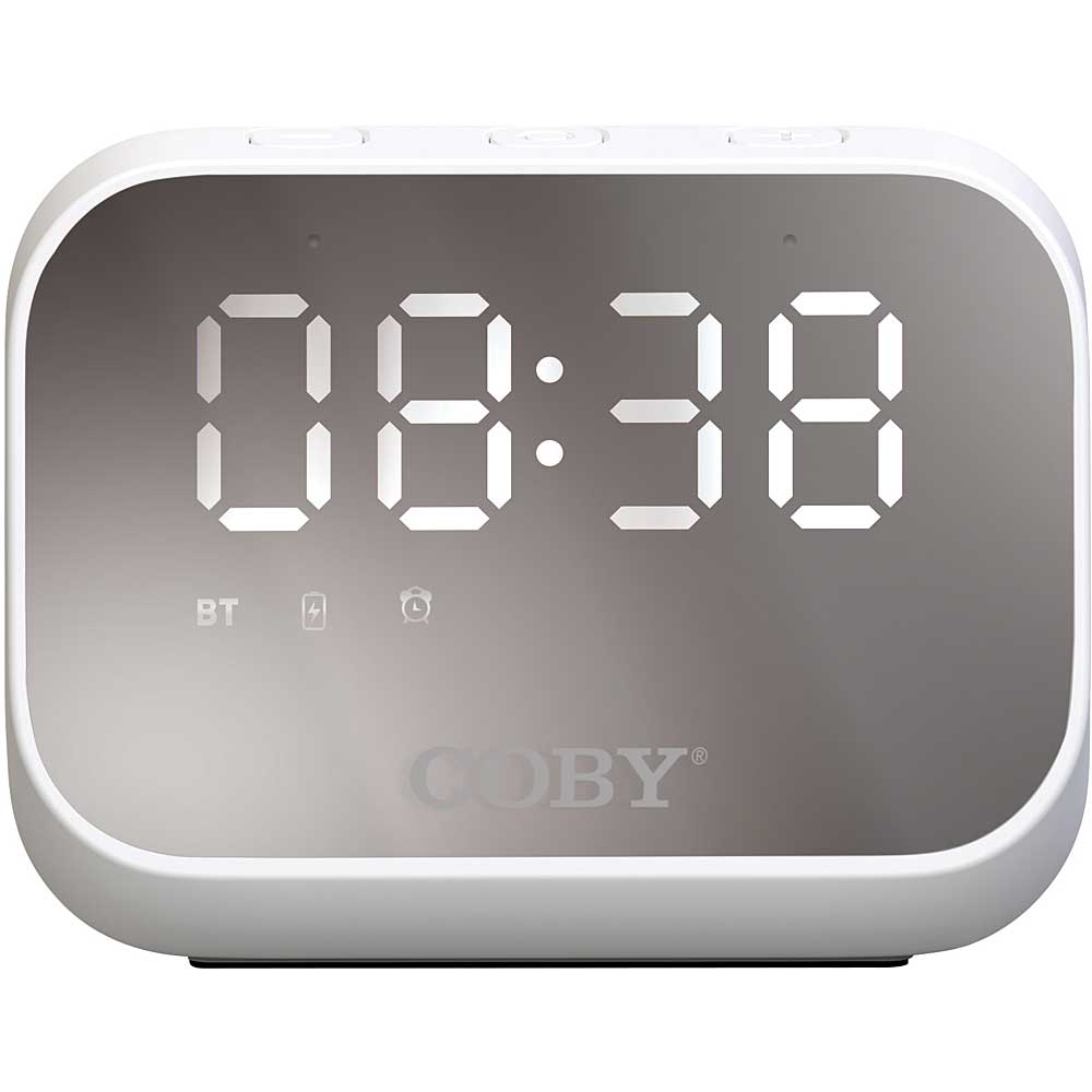 Coby Portable Alarm Clock, White