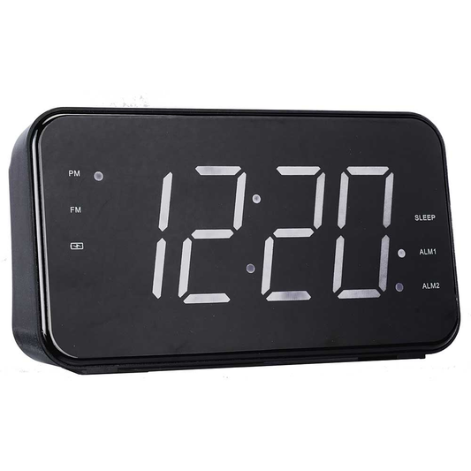 Coby Portable FM Alarm Clock Radio, Black