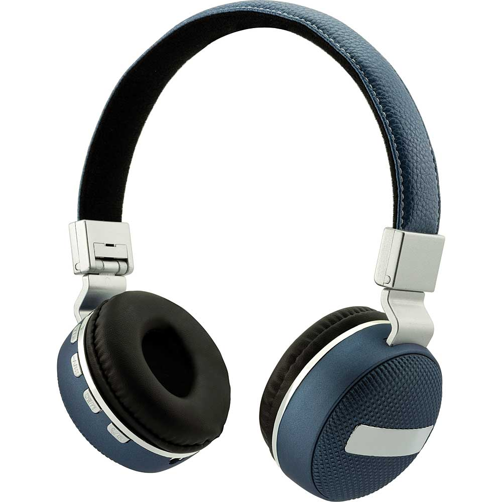 Coby Wireless Folding Stereo Headphones, Blue/Silver