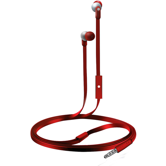 Coby Tangle Free Wave Stereo Earbuds, Red