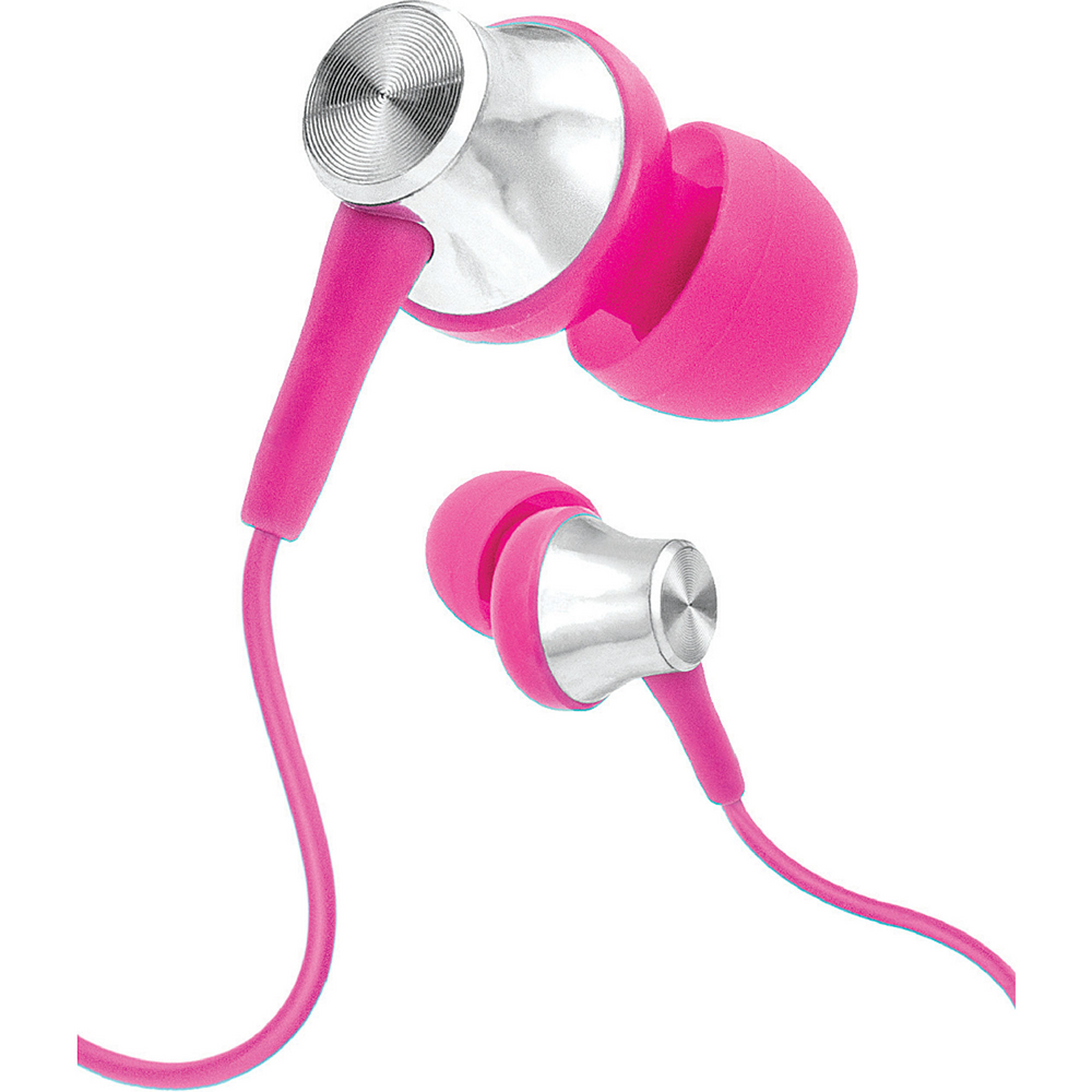 Coby Tangle-Free Stereo Earbuds w/Mic, Pink