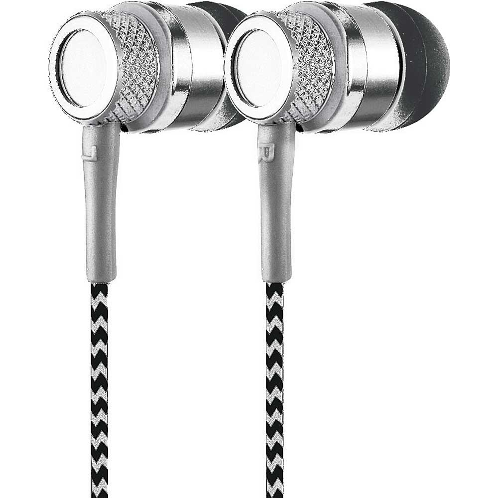 Coby CVE-200-BLK Jammerz Metal Stereo Earbuds, Silver