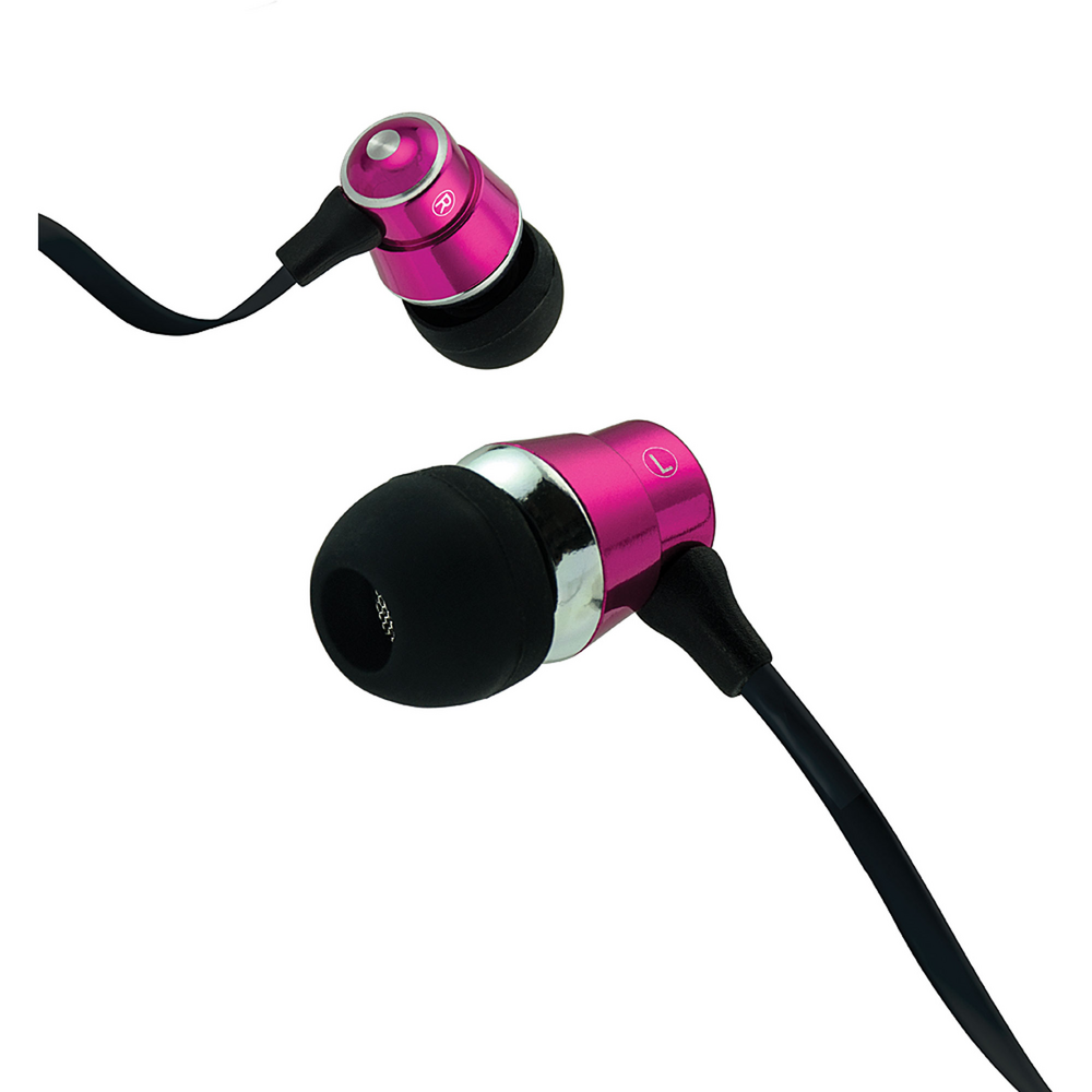 Coby Tangle-Free Flat Cable Metal Stereo Earbuds, Purple