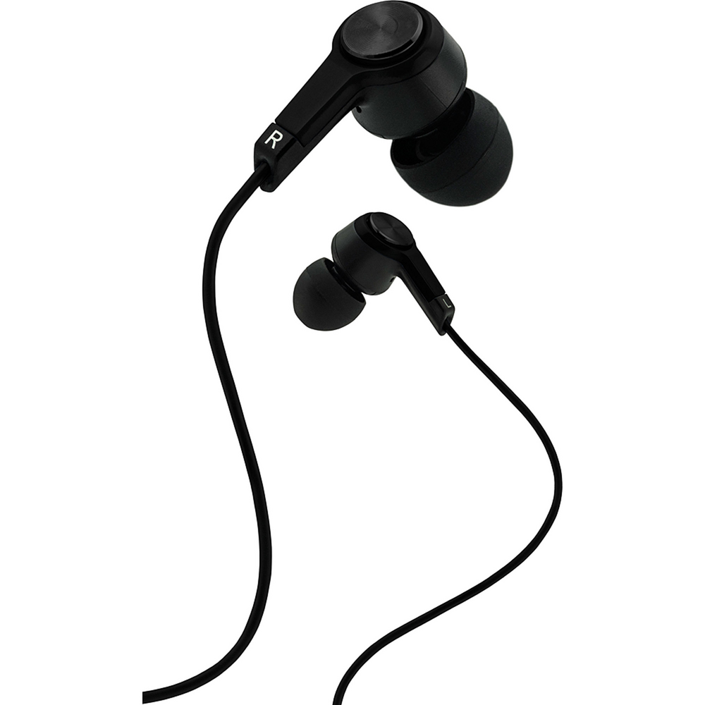 Coby Metal Stereo Earbuds with Mic, Black