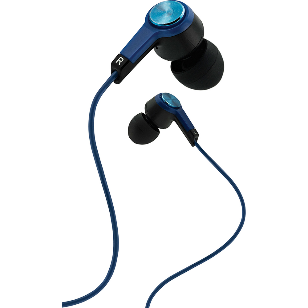 Coby Metal Stereo Earbuds with Mic, Blue