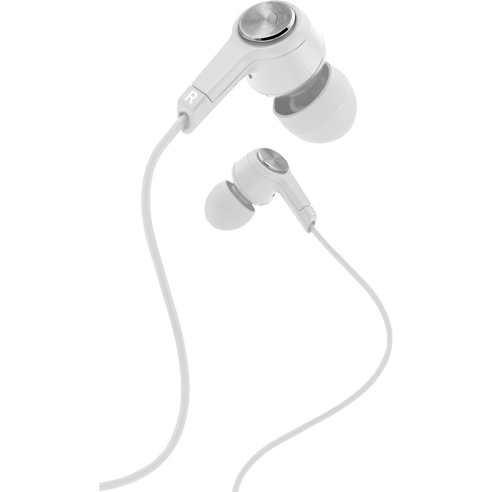 Coby Metal Stereo Earbuds with Mic, White