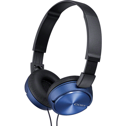 Coby Stereo Headphones w/Mic, Blue