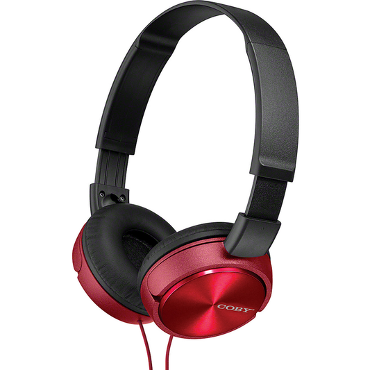Coby Stereo Headphones w/Mic, Red