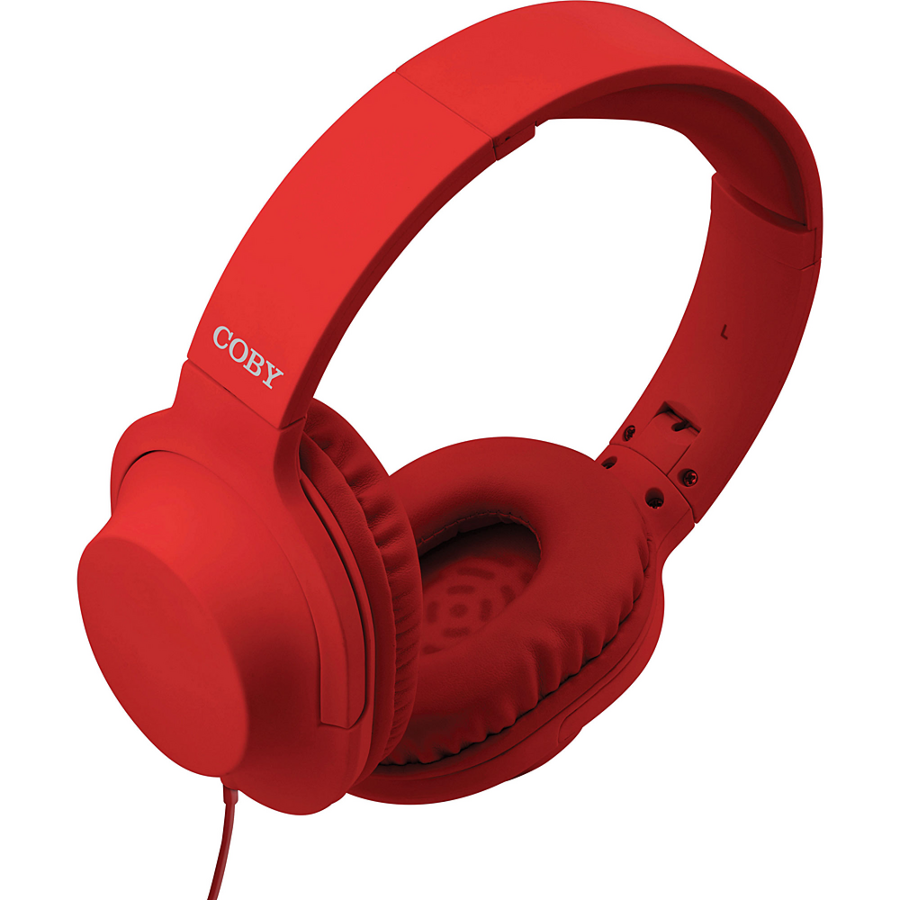 Coby Super Bass Stereo Headphones w/Mic, Red