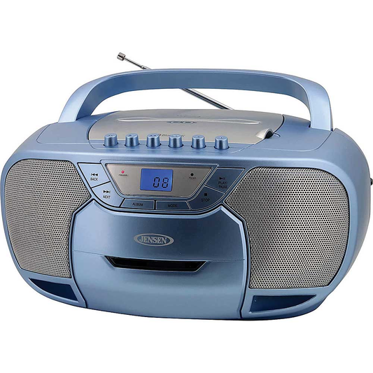 JENSEN Bluetooth Boombox CD Cassette Recorder AM/FM, Blue