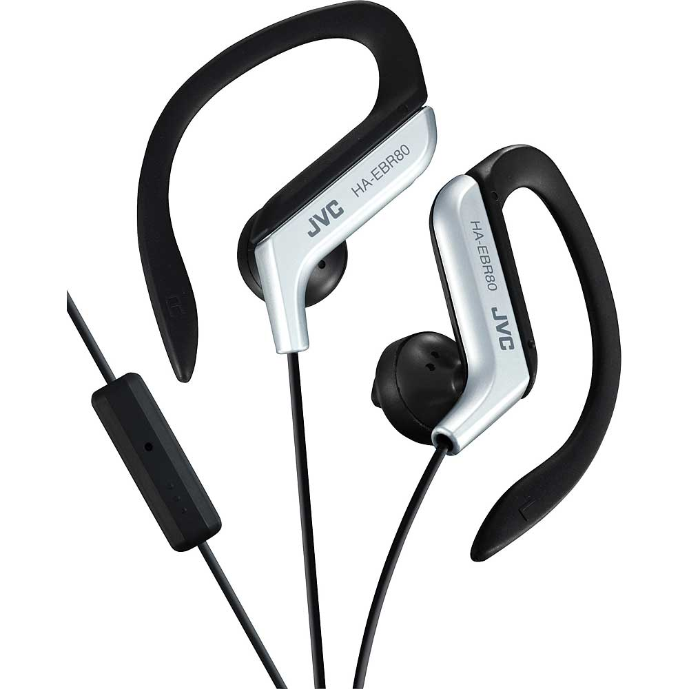 JVC Sports Ear-Clip Headphones with Mic & Remote, Silver