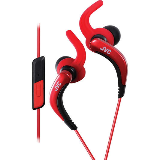 JVC Sports Clip Earbuds w/Remote & Mic, Red
