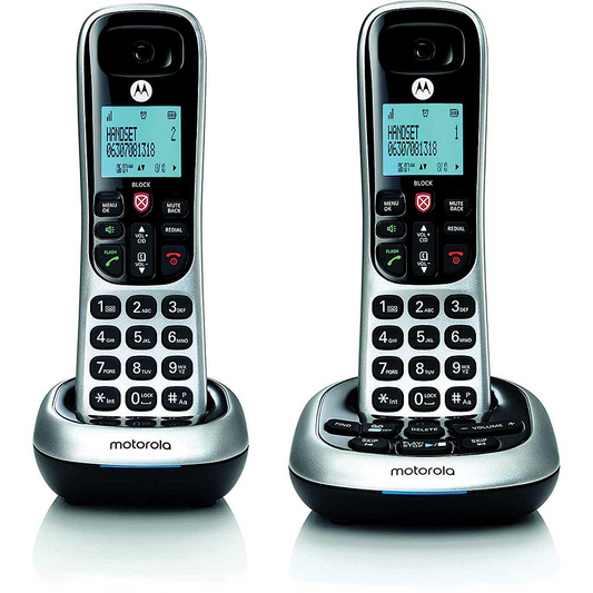 Motorola DECT 6.0 Cordless Phone with Answering Machine and Call Block, 2 Handset