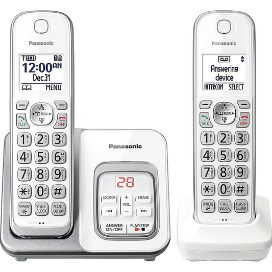 Panasonic Expandable Cordless Phone with Call Block and Answering Machine, 2 Handsets