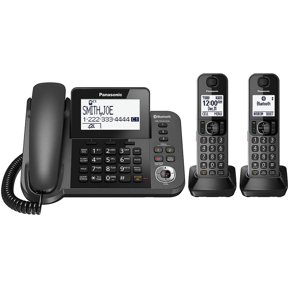 Panasonic Bluetooth Cordless Phone and Answering Machine with 2 Handsets