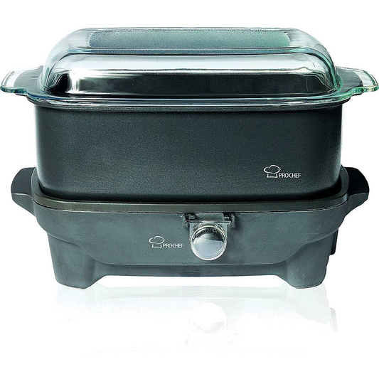 PROCHEF 7-Quart Slow Cooker and Griddle with Deep Dish Glass Cover