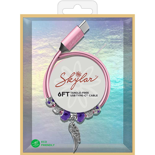 SKYLAR 6-FT UCB-C Jeweled Charging Cords, Pink