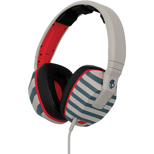 SkullCandy Crusher Headphones with Built-in Amplifier and Mic, Stripes/Tan