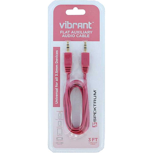 Spektrum Flat Auxiliary Audio Cable, Pink