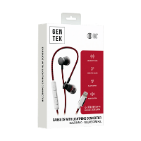 LIGHTNING WIRED EARBUDS-METAL BRAIDED BLK+RED