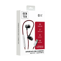 TYPE C WIRED EARBUDS-METAL BRAIDED BK+RED