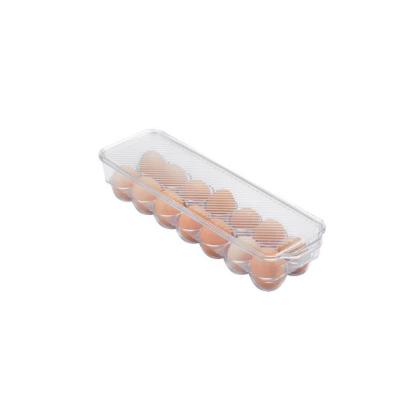 Space Saver Fridge Bin Egg Holder with Lid Stackable Holds up to 18 Eggs