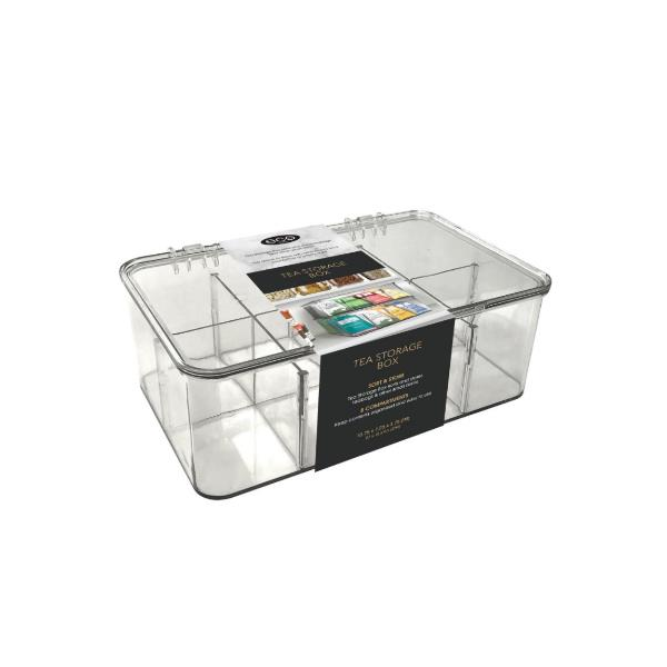 Clear Tea Bag Storage with Hinged Lid