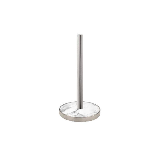 ROUND PAPER TOWEL HOLDER WITH WHITE GLASS MARBLE BASE - SATIN POLISH