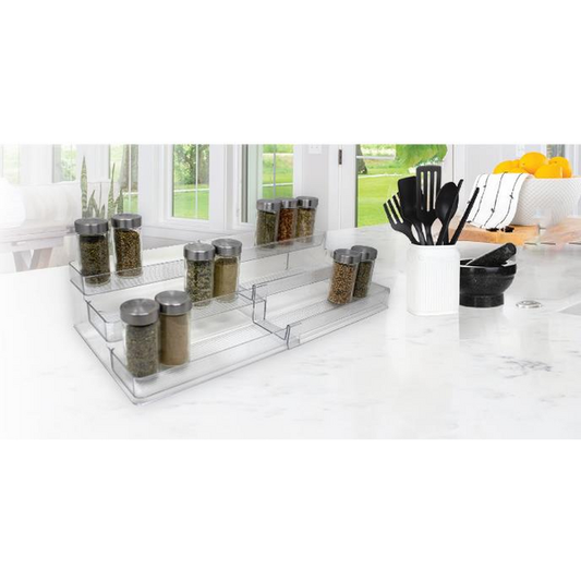 Explandable clear spice rack