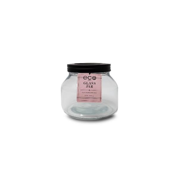 GLASS JAR WITH BLACK POP UP SHAPE LID, 1500ML