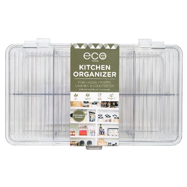 KITCHEN ORGANIZER WITH HINGED LID & REMOVABLE DIVIDERS 10.75 X 6.5 X 3.7